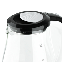 Chaudière à eau en verre Transparent 2L, chauffe-eau, théière, bouilloires électriques avec lumière LED