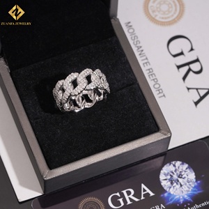 New Design Fashion S925 Sterling Silver Hip Hop Band Ring for Men White Gold Plated VVS1 Moissanite Band Ring - Product Image 3