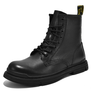 Stivali Invernali da <span class=keywords><strong>Uomo</strong></span> in Vera Pelle di Alta Qualità con Fodera in Pelliccia Calda, Modello Midi con Lacci, Colore Nero - Product Image 1