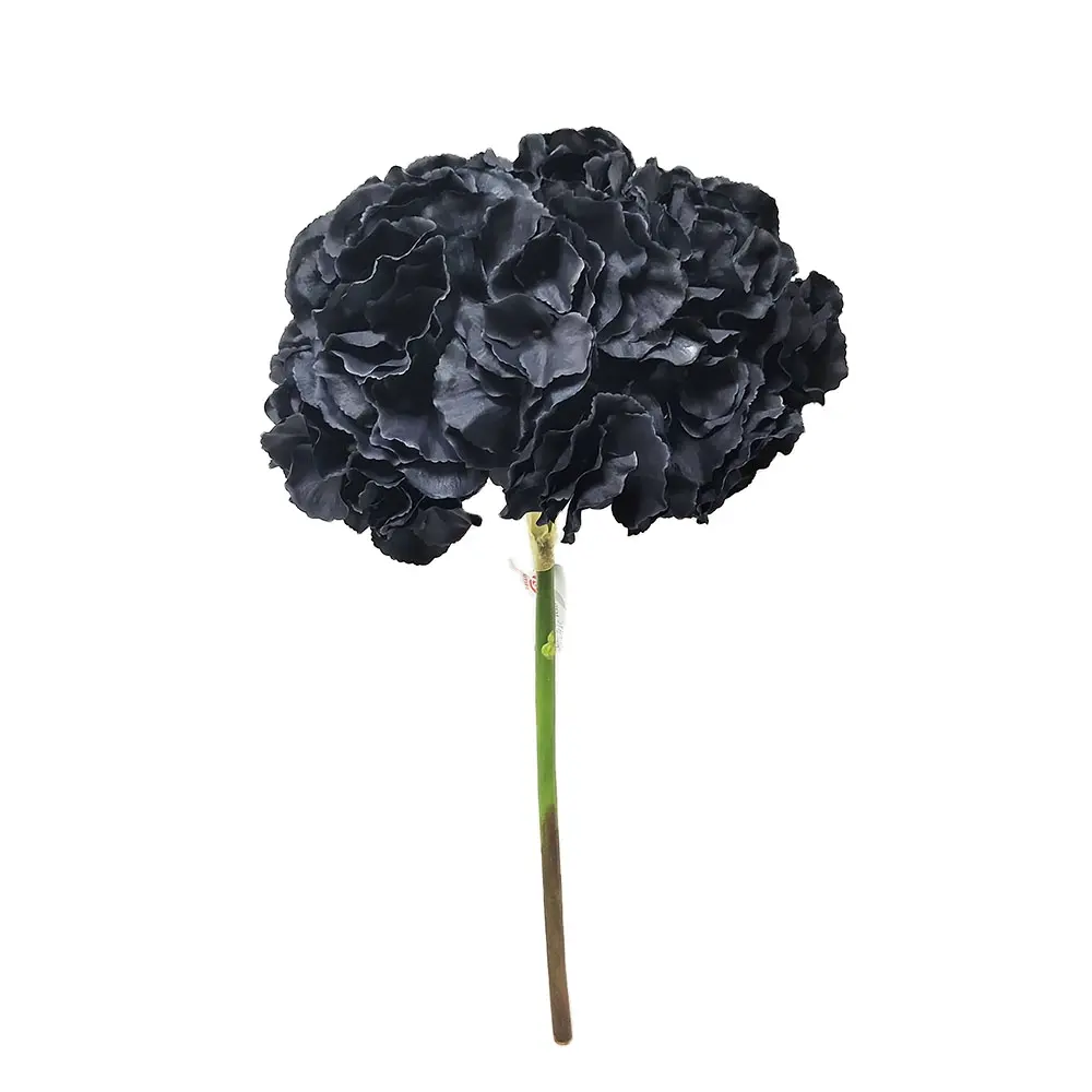 High Quality Wedding Artificial Black Hydrangea Stem Flower For Home Party Decor Silk Spray Big Heads Hydrangea Black Flower