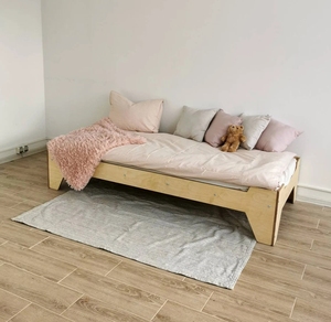 Cama de madera contrachapada Montessori para niños pequeños, ensanchada alargada y cama individual, combinación de cuna grande para guardería - Product Image 5
