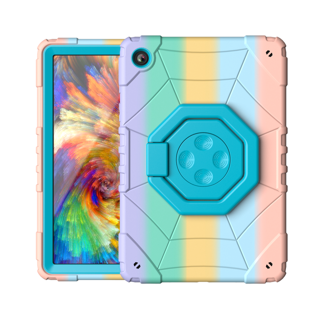 Shockproof 2in1 Silicone Plate Case for Samsung Tab A9+ 11", Heavy Duty Full-Body Protection Cover with 360° Rotating Kickstand