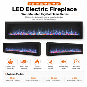 Cheminée électrique moderne avec écran LCD, flamme <span class=keywords><strong>LED</strong></span>, structure métallique, télécommande et affichage en anglais <span class=keywords><strong>pour</strong></span> usage domestique et hôtelier - Product Image 1