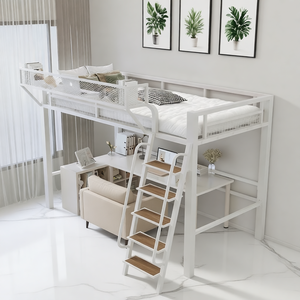 <span class=keywords><strong>Lit</strong></span> <span class=keywords><strong>superposé</strong></span> en fer style loft nordique, design duplex à deux niveaux, gain de place, avec bureau et rangement, pour dortoir et appartement - Product Image 3