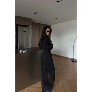 Ensemble de survêtement imprimé noir Studioy coupe-vent respirant confortable avec strass et capuche personnalisée XXL Plus pour l'hiver, logo personnalisé - Product Image 1