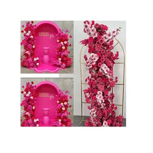 Hete Roze Bruiloft Bloemenpilaren Staan Opstelling Bloemen Staan Decoratie Bruiloft Decoratie Leveranciers