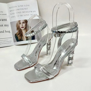 2024 New Women's <b>Ankle</b> <b>Strap</b> Crystal <b>Heel</b> Open Toe Summer Outdoor Office & Career Fashion <b>Sandals</b> Plus Size - Product Image 1