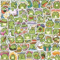 60 autocollants adhésifs imperméables Kawaii en forme de grenouille, mignons et esthétiques, en vinyle, pour ordinateur portable, guitare, skateboard, bagages, bougies, artisanat pour enfants