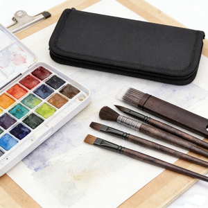 Ensemble de 10 pinceaux d'<span class=keywords><strong>artiste</strong></span> LUOYA, poils en nylon, manches en bois - Pinceaux ronds de détail pour acrylique, aquarelle, <span class=keywords><strong>gouache</strong></span> (noir) - Product Image 6