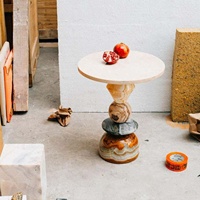 Table d'appoint d'angle pour salon et chambre à coucher SAIDKOCC, style français du milieu du siècle, en marbre naturel, travertin, jade, mobilier haut de gamme
