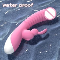 Vibrateur double tête Rabbit Thread en silicone souple, jouet sexuel féminin, 12 fréquences, vibrations doubles, jouets sexuels pour femme
