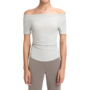 Haut de yoga SUHE TS-011 à manches courtes et épaules dénudées, 100 % modal, séchage rapide, couleur unie, vêtements de sport pour femmes, en stock - Product Image 5