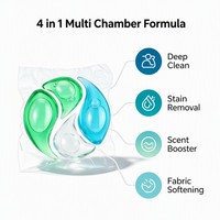Capsules de lessive écologiques à 4 compartiments, parfum floral, marque privée, jetables, 4-en-1, multicolores, pour les marchés américain et européen