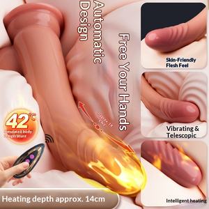 Vrouwelijke vibrator-dildo Vloeibaar siliconen 6 frequenties Automatische telescopische vibratie Verwarming Afstandsbediening Waterdicht Volwassen seks - Product Image 2