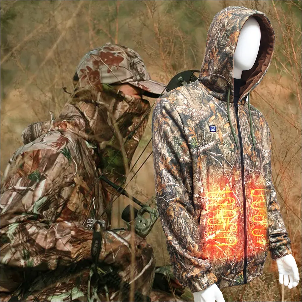 Chasse sweats à capuche chauffants 5V hiver chaleur veste Camouflage pêche en plein air épais soutien adultes pour hommes produits d'hiver 2023 5V USB