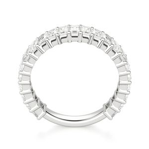 Anillo de boda de media eternidad de diamante de corte esmeralda para su aniversario, anillo de regalo de cumpleaños, anillo de compromiso - Product Image 4