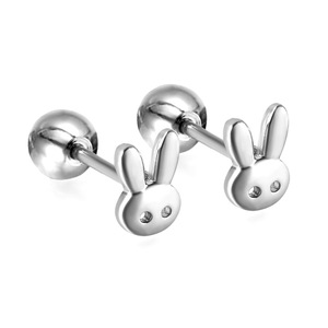 Boucles d'oreilles lapin mignonnes en acier inoxydable, design de dessin animé animal, bijoux cadeau pour filles - Product Image 5