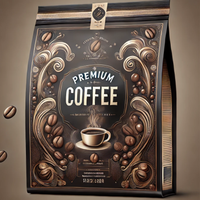 250g 500g 1kg pochette à café à fond plat sacs de café vides personnalisés sacs d'emballage de grains de café imprimés personnalisés