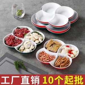 Xiangyuan <b>melamine</b> tableware <b>plates</b>, imitation porcelain dinner <b>plates</b>, snack <b>plates</b>, commercial plastic four-compartment - Product Image 3