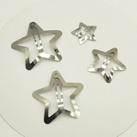 200 pièces 3cm 4cm 5cm 6cm Étoiles en filigrane en argent nickelé, pinces à cheveux métalliques à pression, barrettes simples BB pour accessoires de cheveux DIY