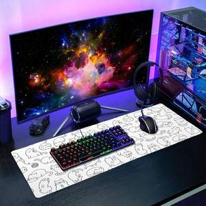 Tappetino per Mouse da Gaming XL Bianco con Gattini Carini, Design Anime Estetico, Grande Tappetino da Scrivania Antiscivolo con Base in Gomma e Bordi Cuciti - Product Image 6