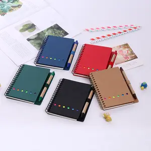 Umwelt freundliche Schreibwaren A5 Kraft papier Spiral Notebooks Anpassbarer Hersteller, Notizbuch mit Stift Geschenkset