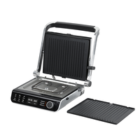 Grille-pain électrique d'intérieur 3-en-1 en acier inoxydable, presse à panini, machine à sandwich, plaques amovibles anti-adhérentes, sans fumée, usage domestique, version US