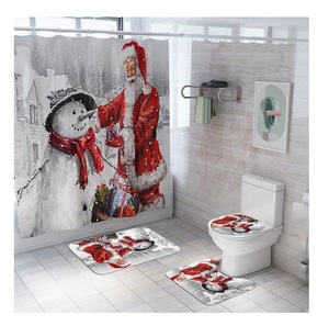 Ensemble de rideaux de <span class=keywords><strong>douche</strong></span> de Noël 4 pièces de luxe imprimés en 3D de Paris les plus vendus nouveautés en polyester écologique stockées pour les hôtels - Product Image 1
