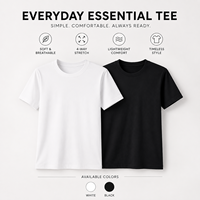 Lot de 2 T-shirts basiques noirs et blancs à col rond et manches courtes, ensemble de t-shirts décontractés essentiels pour tous les jours pour hommes et femmes