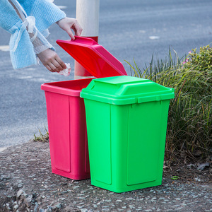 Poubelles rectangulaires en plastique 30 litres, poubelle de recyclage extérieure pour écoles et gestion immobilière, quatre couleurs - Product Image 4