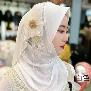 Chapeau à pompon musulman, hijab pour femmes avec pompon floral et cristaux brillants - Product Image 3