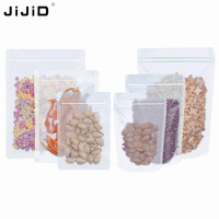 Sac alimentaire personnalisé JIJID, fond plat, qualité alimentaire, fond carré, réutilisable, fermeture éclair, autoportant, givré, emballage plastique