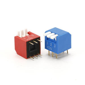 DPL-03 Kırmızı Renkli Uzun Aktüatörlü SPST Standart Piyano Tipi <span class=keywords><strong>3</strong></span> Pozisyonlu Altın Kaplama Terminalli Delikten Montajlı Dip Switch - Product Image 3