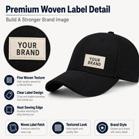 Op maat gemaakte geweven label patch baseball cap stof badge logo katoen pet voor modemerk merchandise groothandel