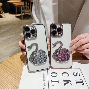 Funda protectora para teléfono con diseño de cisne de diamantes brillantes, protector de lente, carcasa de TPU plateada para <span class=keywords><strong>iPhone</strong></span> <span class=keywords><strong>11</strong></span> 12 13 14 15 <span class=keywords><strong>Pro</strong></span> Max. - Product Image 3