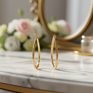 Pendientes de aro dorados de aleación de zinc chapados en oro, estilo clásico, joyería de moda unisex - Product Image 2