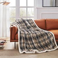 Plaid Sherpa à carreaux style ferme, tricoté, doux, moelleux, confortable, en polaire, flanelle, peluche, microfibre, durable et léger