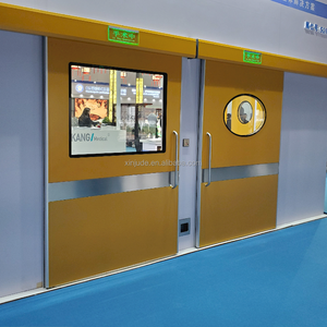 Portes coulissantes à double battant en acier à ouverture latérale, alimentées électriquement, utilisées dans les zones propres des hôpitaux, des usines et des laboratoires. - Product Image 3