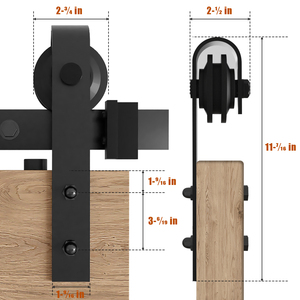 Kit de quincaillerie pour porte de grange en acier au carbone, rail coulissant complet, roulettes de suspension noires pour cuisine et salle de bain - Product Image 5
