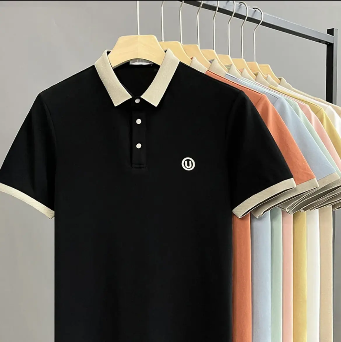Camisa polo masculina casual de manga curta com logotipo bordado personalizado, camisa polo casual de alta qualidade para homens de golfe, novo design