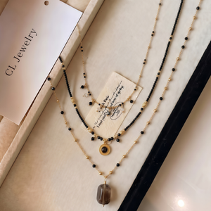 Set di Gioielli Vintage in <span class=keywords><strong>Oro</strong></span> 18K con Pietre Naturali <span class=keywords><strong>e</strong></span> Cristalli, Collana con Perline in Acciaio Inossidabile, Gioielli Curativi per Donne - Product Image 2