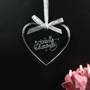 Popular en forma de corazón patrón de texto adornos de cristal decoración de Navidad ornamento personalizado - Product Image 5