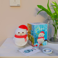 Lampe d'Ambiance LED RGB à Changement de Couleur en Silicone, Design Bonhomme de Neige Anime Mignon, Décoration de Chambre de Noël