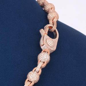 Chaîne à maillons billes Hip Hop en argent 925 de 10 mm, entièrement sertie de diamants VVS1, passe le testeur de diamants, cadeau de mariage pour homme - Product Image 4
