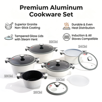 Batterie de cuisine 10 pièces en aluminium, ensemble de casseroles populaires pour la maison, antiadhésif, revêtement granit