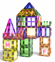 Ensemble de tuiles magnétiques colorées pour fenêtres, blocs de construction de château 3D pour enfants, jouet éducatif pour l'apprentissage de l'alphabet