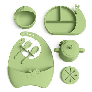 Ensemble d'alimentation fixe en silicone pour bébé résistant à la chaleur motif animal bol assiette bavoir tasse cuillère fourchette pour l'heure du <span class=keywords><strong>repas</strong></span> <span class=keywords><strong>de</strong></span> bébé - Product Image 1