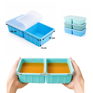 Food Grade Silicone Portion Tray <b>with</b> <b>Lid</b> Rectangular <b>Freezer</b> <b>Container</b> for Soup Meat Storage Dishwasher Safe - Product Image 1