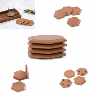 Sous-verre carré en argile naturelle fait main, durable, écologique et réutilisable – Tapis et dessous-de-plat de haute qualité - Product Image 1