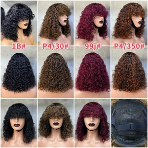 วิกผมยุโรปและอเมริกันแบบเต็มโครงผมหน้าม้าผมจริงผมหน้าม้าผมลอนสั้น - Product Image 1